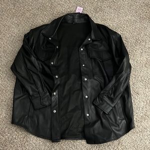 NWT wild fable black faux leather shacket